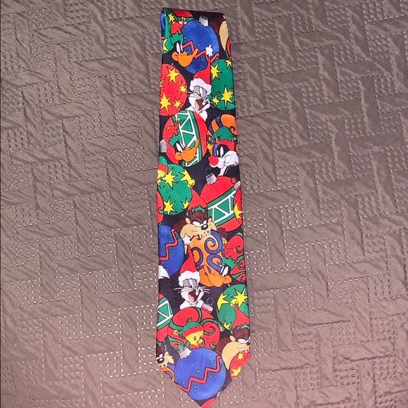 Vintage Looney Tunes Mania 1996 Christmas Tie - Picture 2 of 8